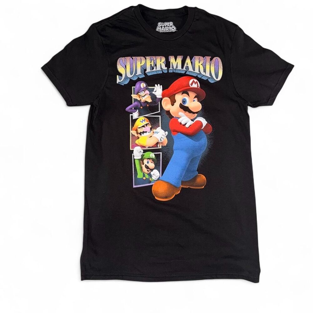 Super Mario Nintendo Graphic T-Shirt Men’s Small Black Mario Luigi Wario